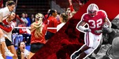 Collage of UW Athletics Volleyball and Football