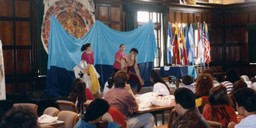Students performing at a 1991 Cinco de Mayo celebration sponsored by La Colectiva at Memorial Union.