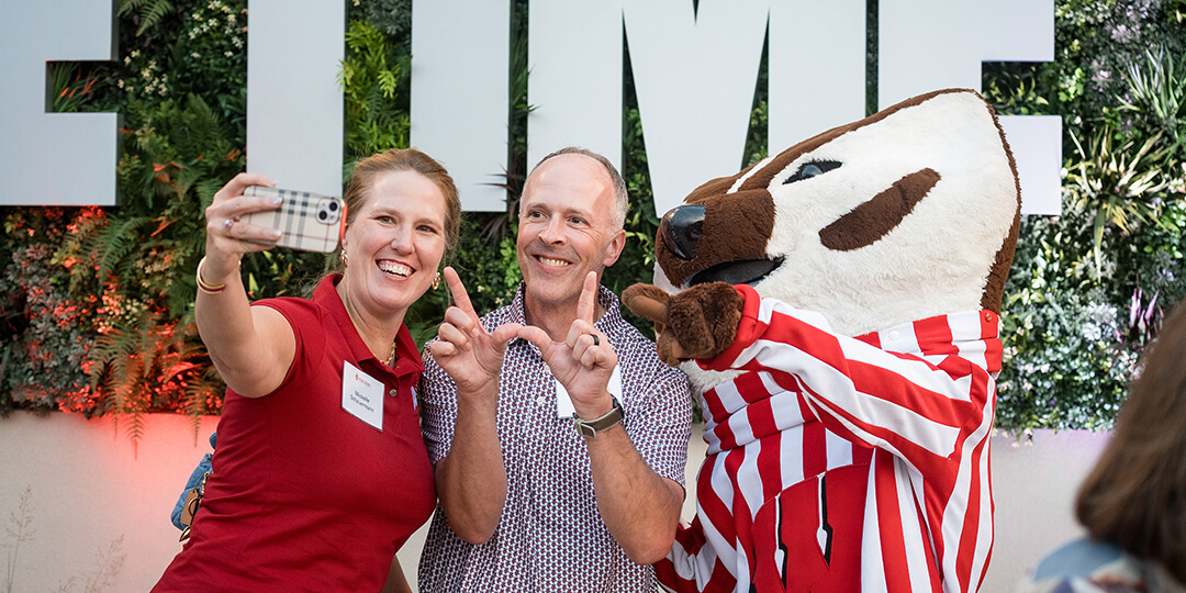 Guests snap a selfie with Bucky.