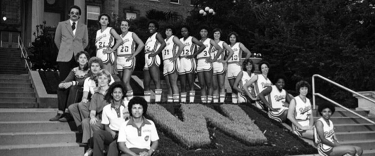 Photo of the 1981-82 women's basketball team. 